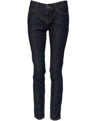 Dolce & Gabbana - Blue Skinny Cotton Mid Waisted Denim Jeans - Lyst