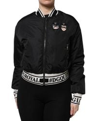 Dolce & Gabbana - Black Nylon #dgfamily Full Zip Bomber Jacket - Lyst