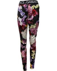 Dolce & Gabbana - Floral Legging Stretch Waist Pants - Lyst