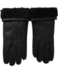 Dolce & Gabbana - Leather Fur Short Hands Gloves - Lyst