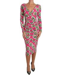 Dolce & Gabbana - Silk Sheath Stretch Dress Pink Dr2016 - Lyst