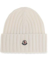 Moncler - White Wool Oves Aries Beanie - Lyst