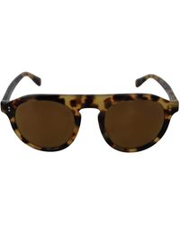 Dolce & Gabbana - Brown Tortoise Oval Full Rim Sunglasses - Lyst