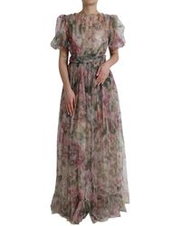 Dolce & Gabbana - Multicolor Floral Print A-line Gown Dress - Lyst