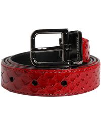 Dolce & Gabbana - Exotic Leather Brass Metal Buckle Belt - Lyst