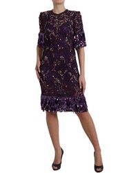 Dolce & Gabbana - Elegant Floral Lace Crystal Dress - Lyst