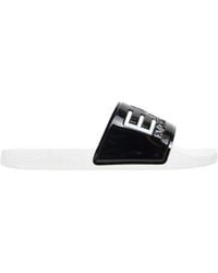 EA7 - Black And White Pvc Slippers - Lyst