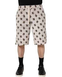Dolce & Gabbana - White Cotton Dg Mania Print Men Bermuda Shorts - Lyst