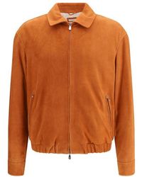 Brunello Cucinelli - Multicolor Calf Leather Bos Taurus Leather Jacket - Lyst