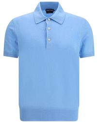Tom Ford - Blue Cotton Polo Shirt - Lyst