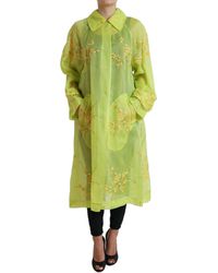Dolce & Gabbana - Green Silk Floral Embroidery Long Coat Jacket - Lyst
