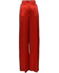 Dolce & Gabbana - Red Satin High Waist Wide Leg Pants - Lyst