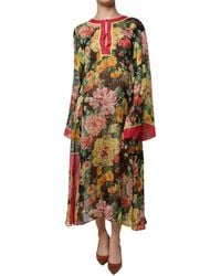 Dolce & Gabbana - Multicolor Floral Silk Kaftan Maxi Dress - Lyst