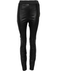 Dolce & Gabbana - Black Leather Elastic Waist Pants - Lyst