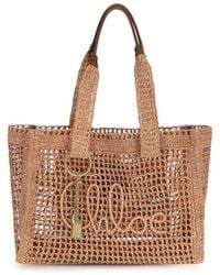 Chloé - Beige Raffia Shoulder Bag - Lyst