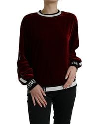 Dolce & Gabbana - Velvet Round Neck Pullover Sweater - Lyst