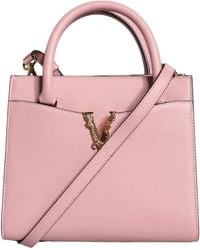 Versace - Pink Small Top Handle Grainy Calf Leather Crossbody Bag - Lyst