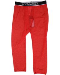 Dolce & Gabbana - Red Logo Lace Tight Midi Trousers Underwear - Lyst
