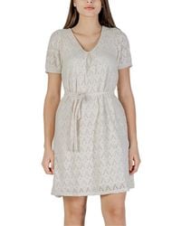 VILA CLOTHES - Beige Recycled Polyester Short Dress - Lyst