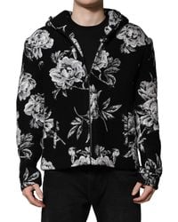 Dolce & Gabbana - Wool Floral Printed Hooded Jacket - Lyst