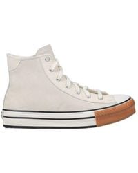 Converse - Cream Leather High Top Sneakers - Lyst