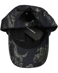 Dolce & Gabbana - Men Black Floral Barocco Cotton Baseball Cap Hat - Lyst