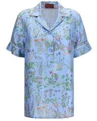 Gucci - Blue Silk Pattern Shirt - Lyst