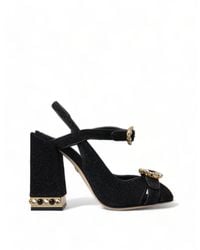 Dolce & Gabbana - Black Crystal Ankle Strap Sandals Shoes - Lyst