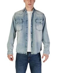 BOSS - Light Blue Denim Shirt - Lyst
