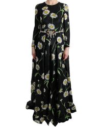 Dolce & Gabbana - Silk Sunflower Print Long Maxi Dress - Lyst