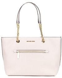 Michael Kors - Jet Set Medium Powder Leather Front Zip Chain Tote Bag Purse - Lyst