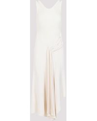 Victoria Beckham - Cream Sleeveless Tie Detail Viscose Midi Dress - Lyst