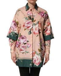 Dolce & Gabbana - Pink Floral Cotton Button Front Shirt Top - Lyst