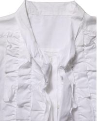 Dolce & Gabbana - White Ruffled Bib Long Sleeves Blouse Top - Lyst