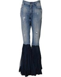Dolce & Gabbana - Distressed Lace Trim Jeans - Lyst