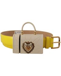 Dolce & Gabbana - Chic Yellow Leather Belt With Headphone Case - Lyst