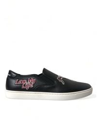 Dolce & Gabbana - Patch Embellished Slip On Sneakers Shoes - Lyst