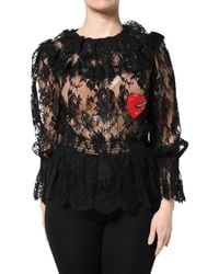 Dolce & Gabbana - Cotton Floral Lace Blouse Top - Lyst