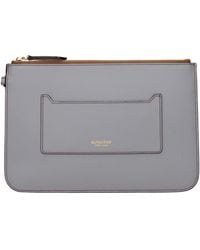 Burberry - Gray Leather Clutch Bag - Lyst