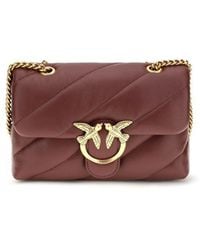 Pinko - Bordeaux Calf Leather Bos Taurus Shoulder Bag - Lyst