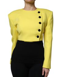 Dolce & Gabbana - Lemon Yellow Wool Long Sleeves Cropped Coat Jacket - Lyst