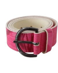 John Galliano - Pink Leather Letter Logo Design Round Buckle Belt - Lyst