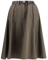 Prada - Bicolor Recycled Polyester Midi Skirt - Lyst