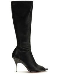 AMINA MUADDI - Black Napa Leather / Calf Bos Taurus High Heel Boots - Lyst