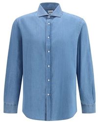 Brunello Cucinelli - Blue Denim Shirt - Lyst