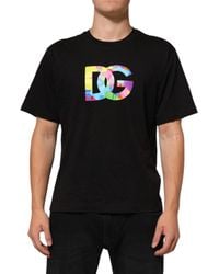Dolce & Gabbana - Logo Print Cotton Crew Neck T-Shirt - Lyst