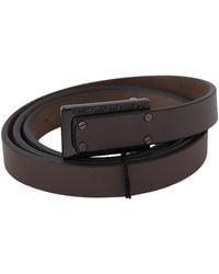 CoSTUME NATIONAL - Brown Leather Tactical Logo Buckle Dark - Lyst