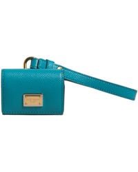 Dolce & Gabbana - Green Logo Plaque Leather Gold Metal Strap Airpods Case - Lyst