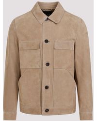 Dunhill - Fawn Suede Tailored Leather Jacket - Lyst