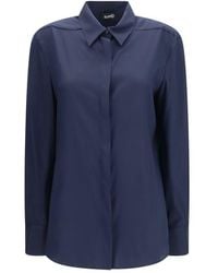 Ella - Blue Silk Dress Shirt - Lyst